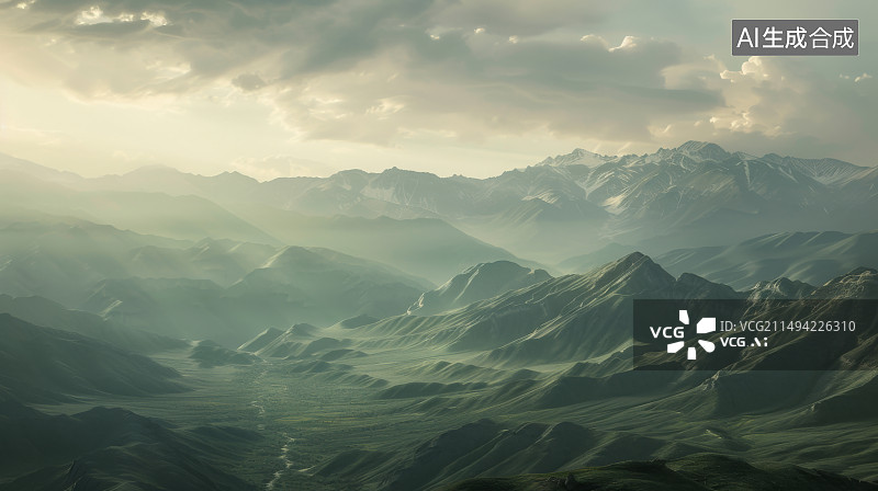 【AI数字艺术】航拍视角下的山地地形图片素材