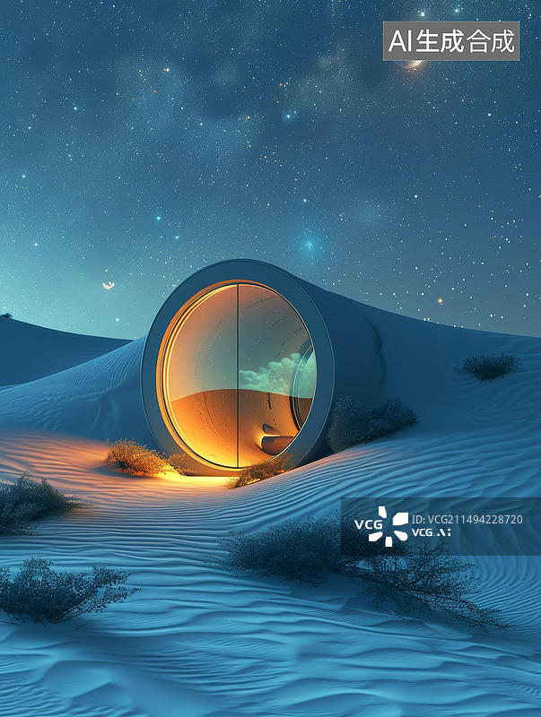【AI数字艺术】未来沙漠房屋图片素材