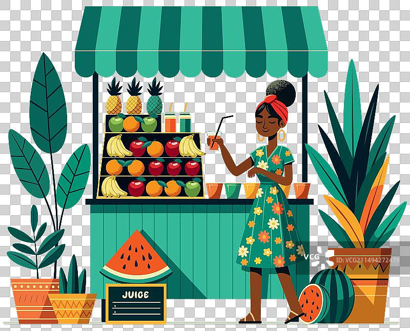 果汁摊扁平风设计图片素材