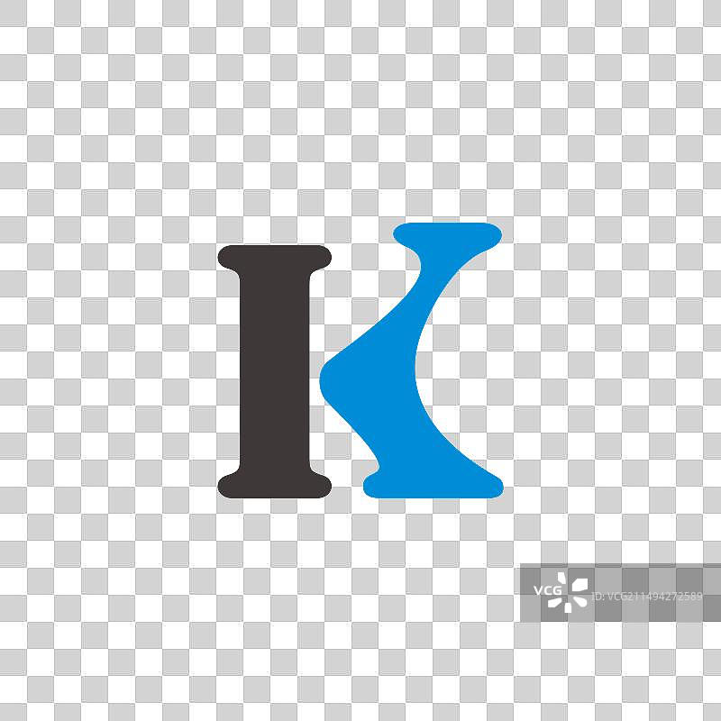 字母K抽象蓝色河流符号标志图片素材