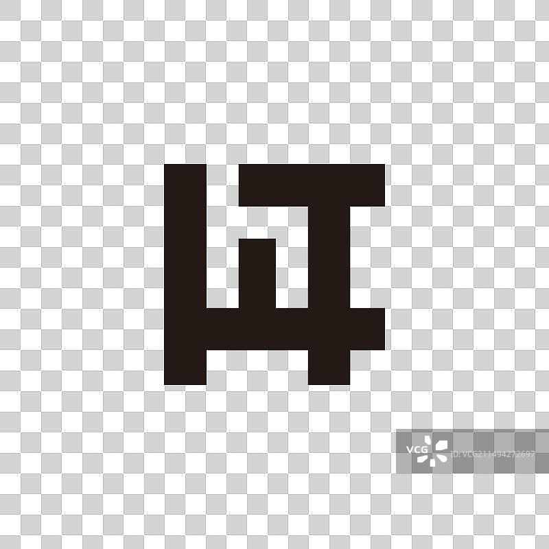 字母HT负空间方形标志图片素材