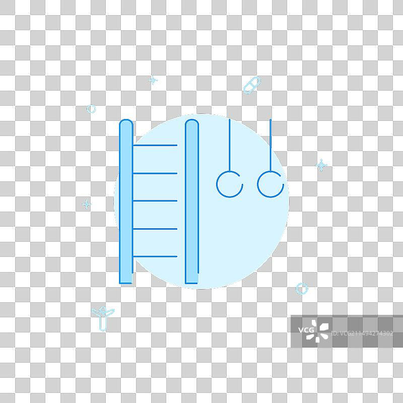 墙壁单杠和体操吊环扁平图标图片素材