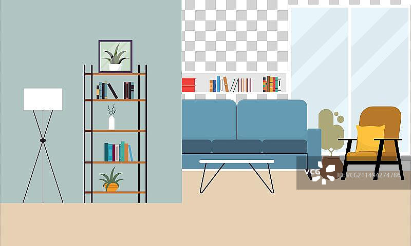 带家具的舒适客厅内饰图片素材