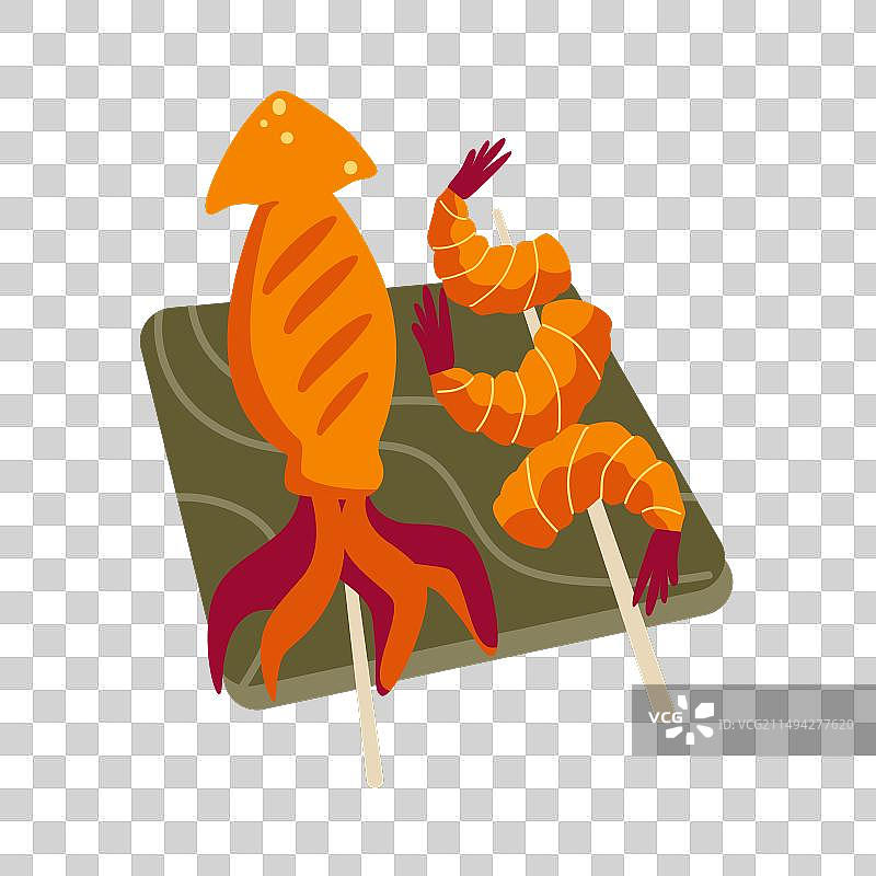 烤鱿鱼串图片素材