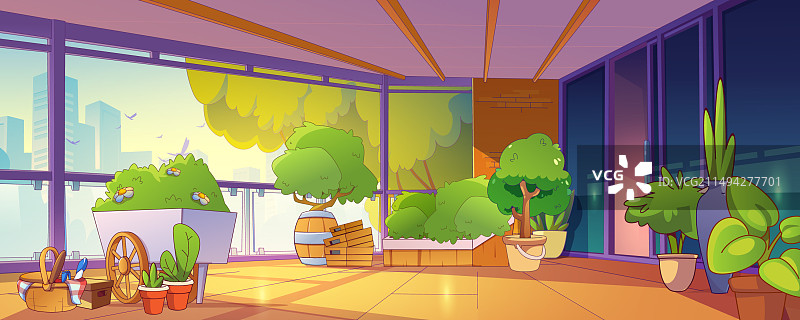 家庭阳台盆栽花园图片素材