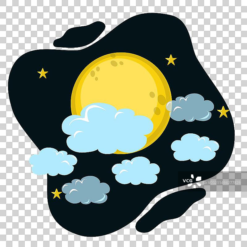 云雾缭绕的迷人夜景与满月图片素材