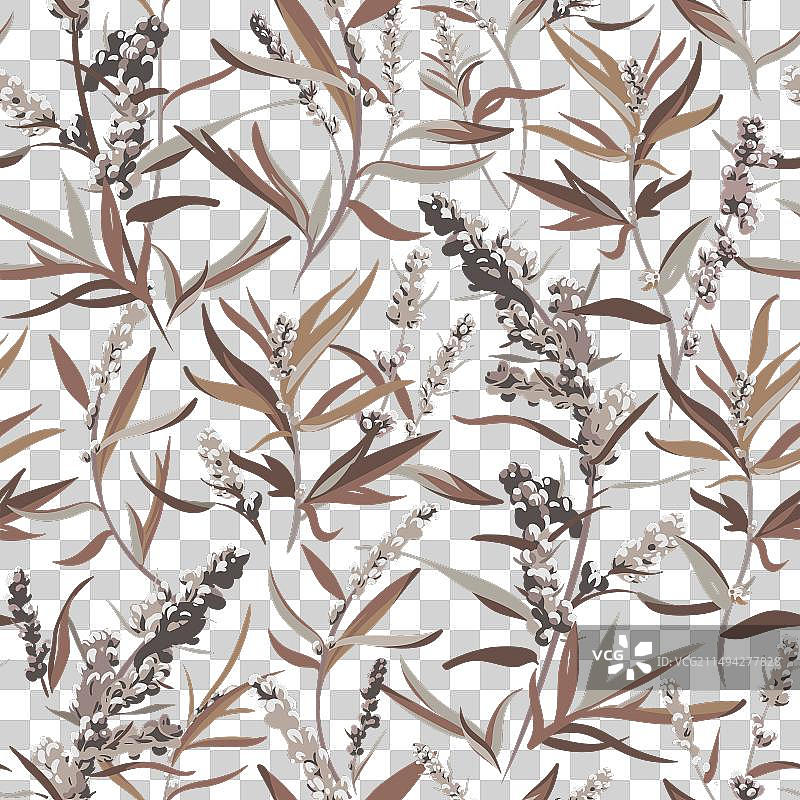 带花朵的无缝图案-艾草图片素材