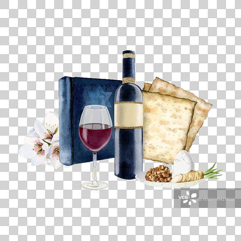 逾越节食物和问候符号图片素材