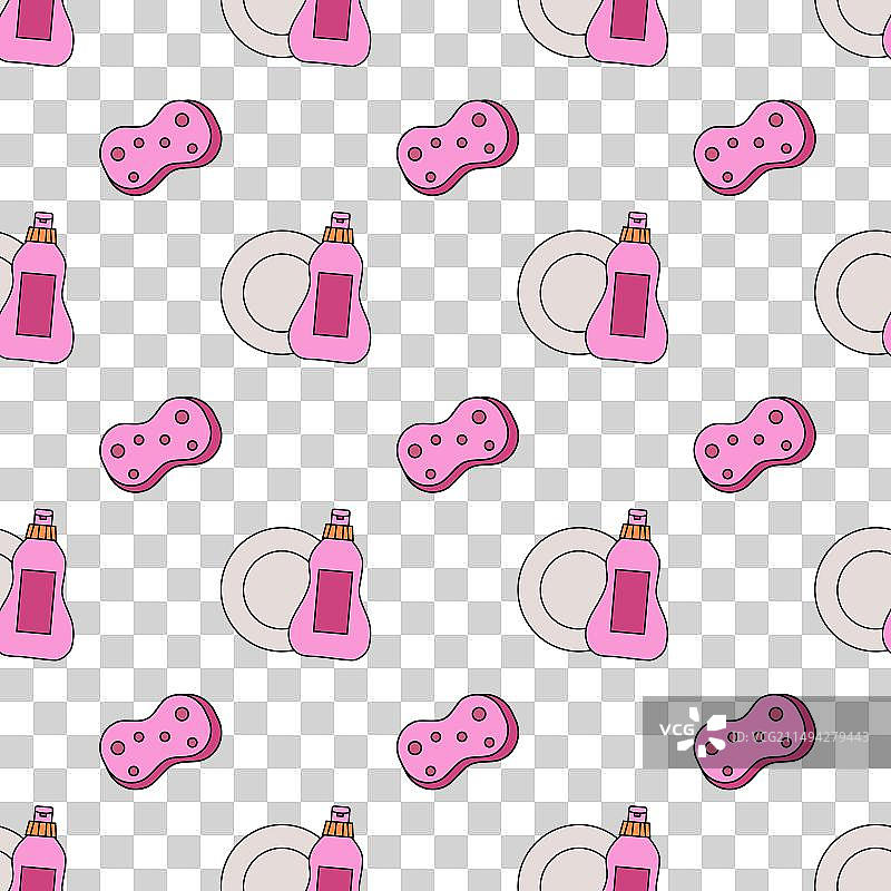 清洁工具洗碗无缝图案图片素材