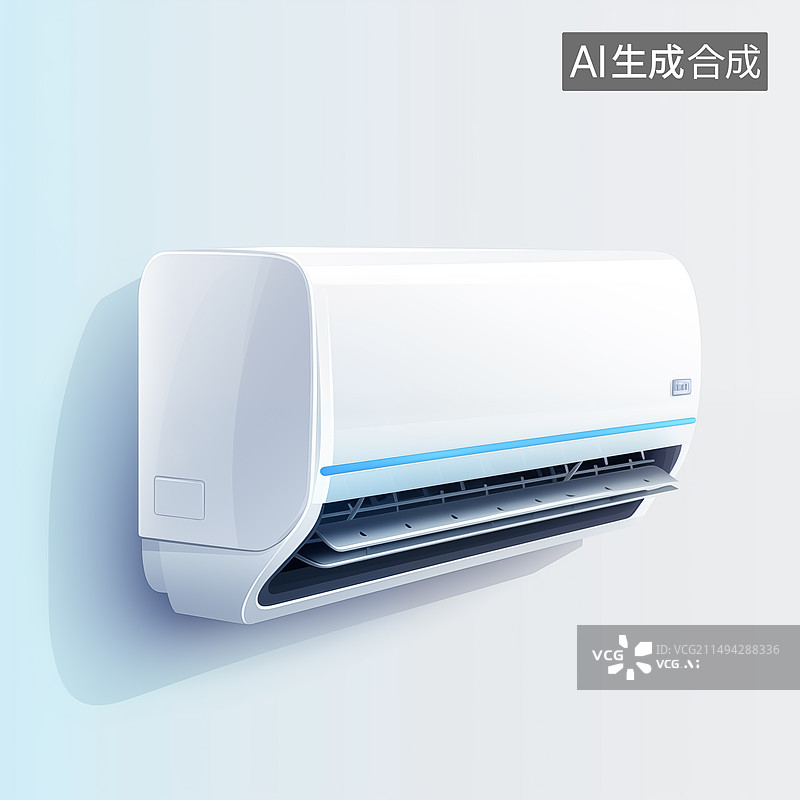 【AI数字艺术】一个夏日室内空调插画背景图片素材