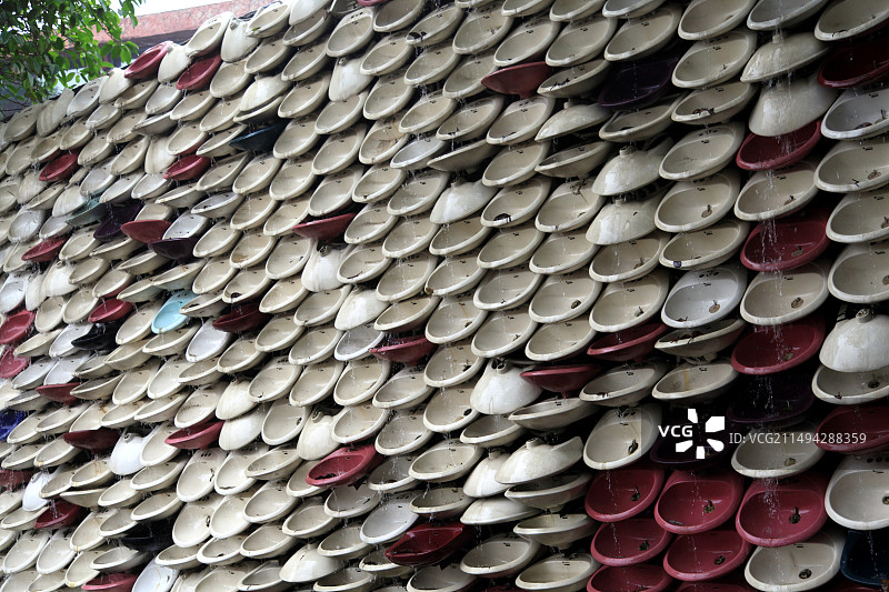 佛山石湾公园的陶瓷墙图片素材