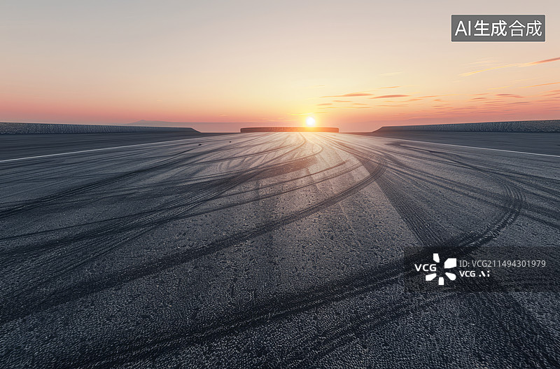 【AI数字艺术】空旷的柏油路面和天空图片素材