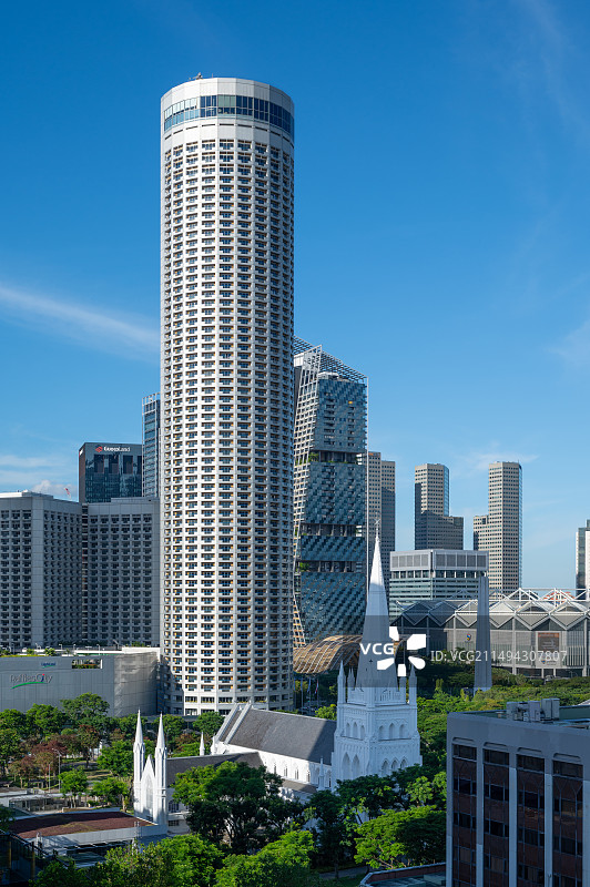 新加坡城市地标 圣安德烈教堂 史丹福瑞士酒店图片素材