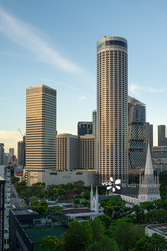 新加坡城市地标 圣安德烈教堂 史丹福瑞士酒店图片素材