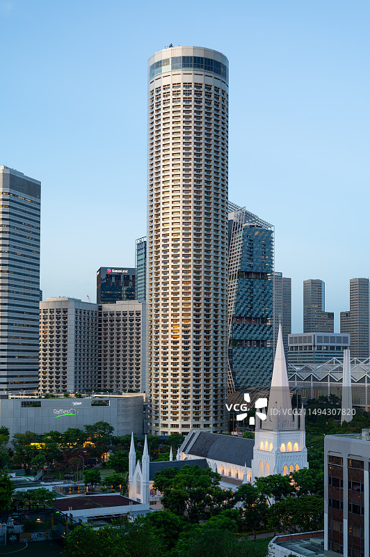 新加坡城市地标 圣安德烈教堂 史丹福瑞士酒店图片素材