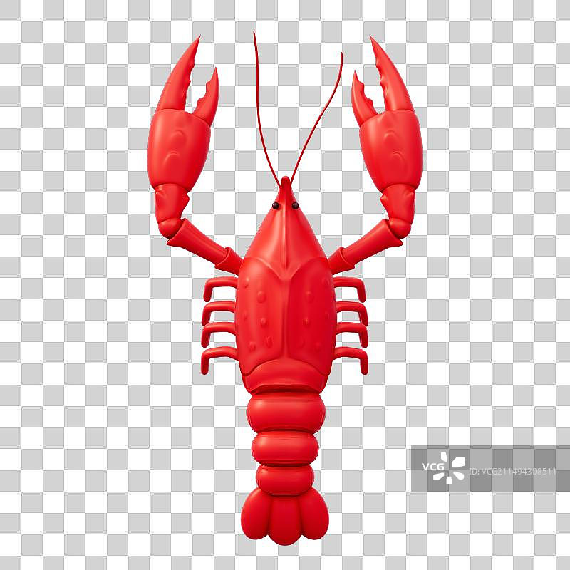 龙虾3D卡通插画元素图片素材