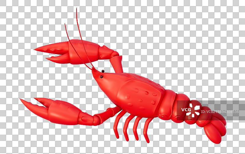 龙虾3D卡通插画元素图片素材