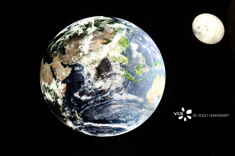 地球与月球（上海天文馆展示图）图片素材
