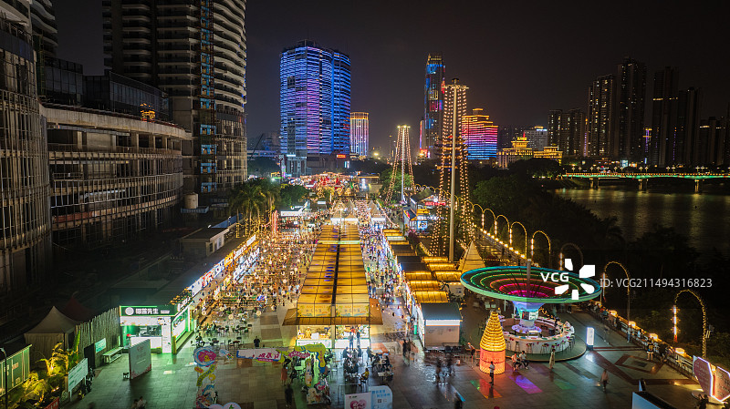南宁亭子码头水漾市集夜景图片素材