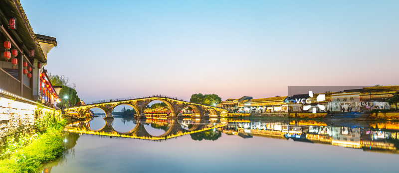 塘栖古镇 广济桥 文物古迹 古桥 夜景 夜色 杭州 古镇 京杭大运河 江南水乡风光图片素材