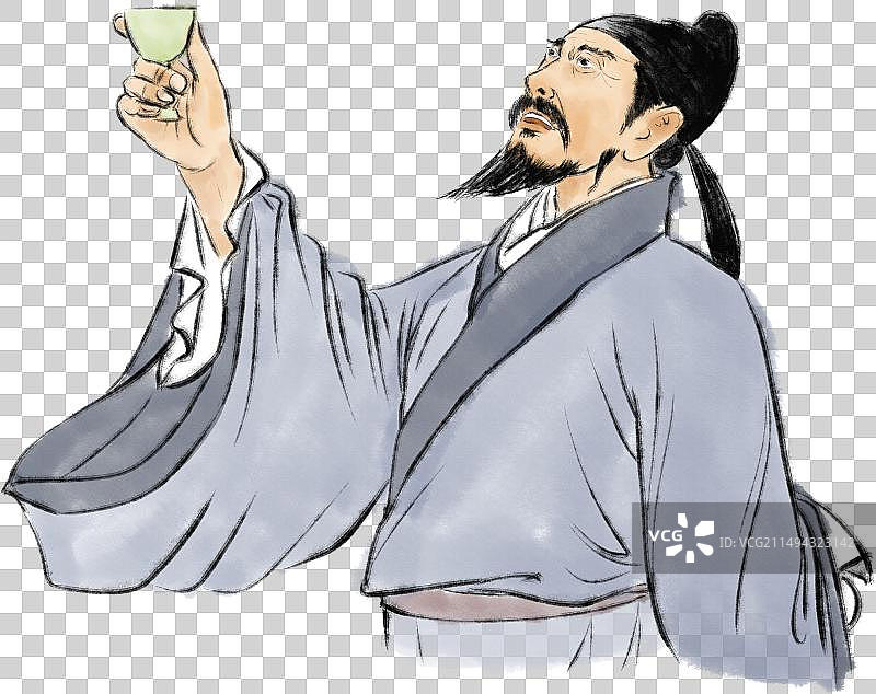 举杯邀明月的古代诗人李白杜甫白居易人物元素图片素材