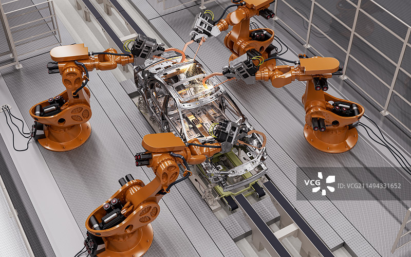汽车工厂_工业机器人_自动生产线图片素材