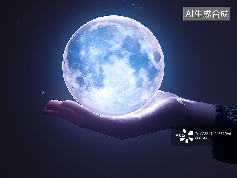 【AI数字艺术】托着月亮的手图片素材