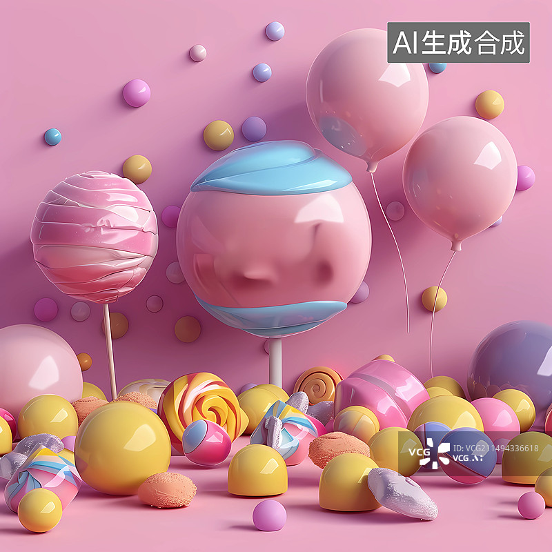 【AI数字艺术】可爱的糖果背景图片素材