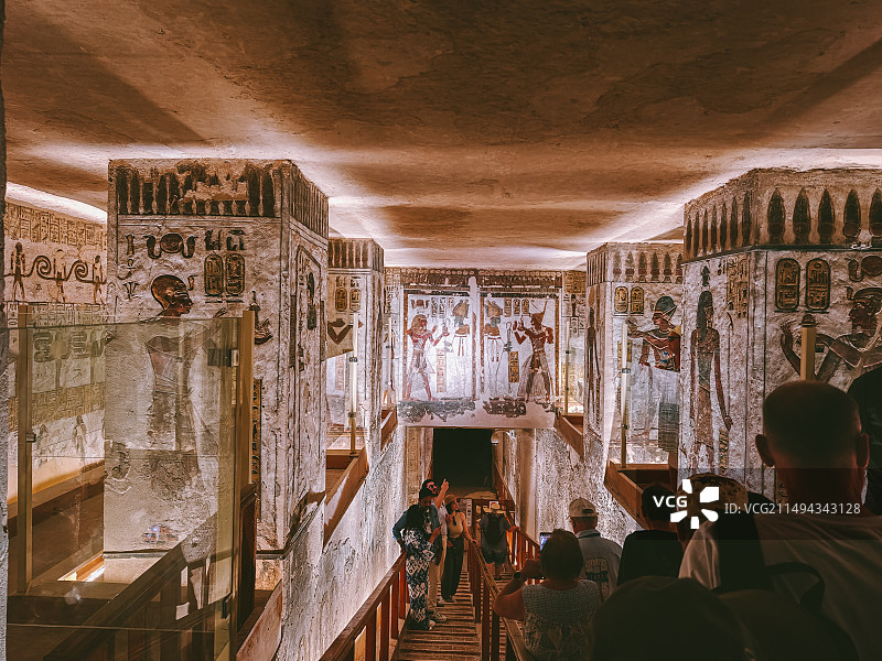 埃及卢克索帝王谷陵寝地宫内部素材图片图片素材