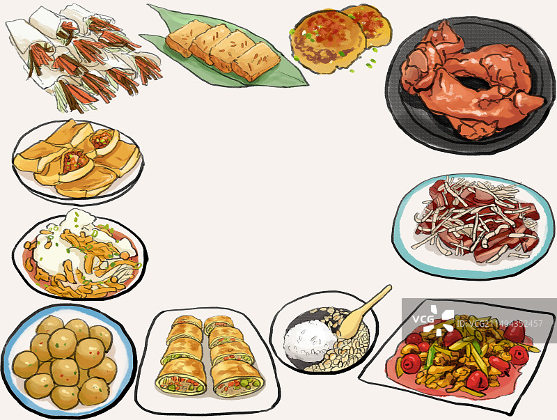 水墨风黔菜系贵阳美食插画图片素材