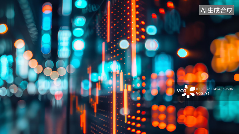 【AI数字艺术】城市金融K线图概念图片素材
