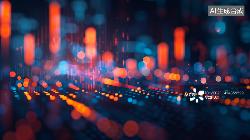 【AI数字艺术】城市金融K线图概念图片素材