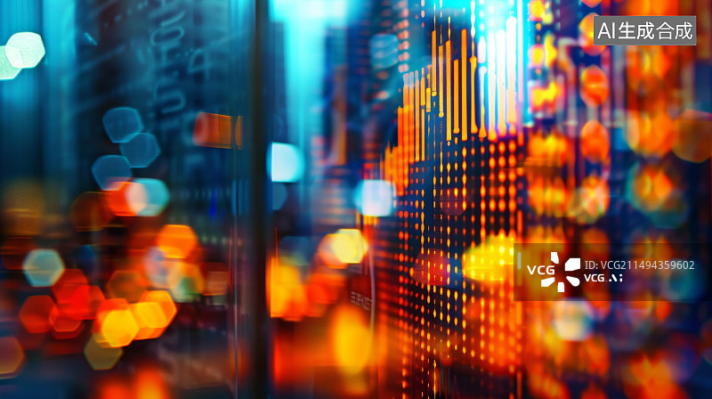 【AI数字艺术】城市金融K线图概念图片素材