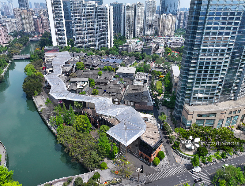 四川省成都市武侯区九眼桥安顺廊桥合江亭航拍图片素材