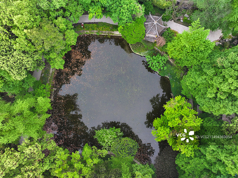 四川省成都市崇州市崇州文庙罨画池航拍图片素材