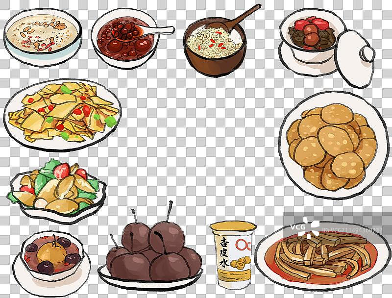 水墨风西北菜甘肃菜系兰州美食插画图片素材