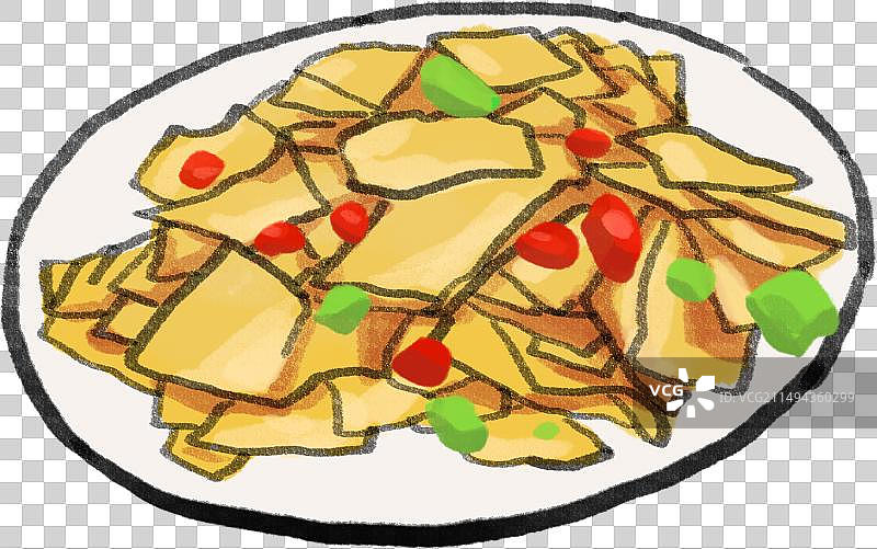 水墨风西北菜甘肃菜系兰州美食炒面片插画图片素材