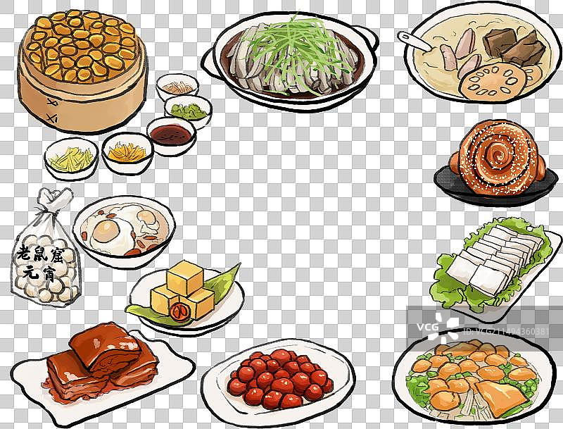 水墨风晋菜太原美食插画图片素材