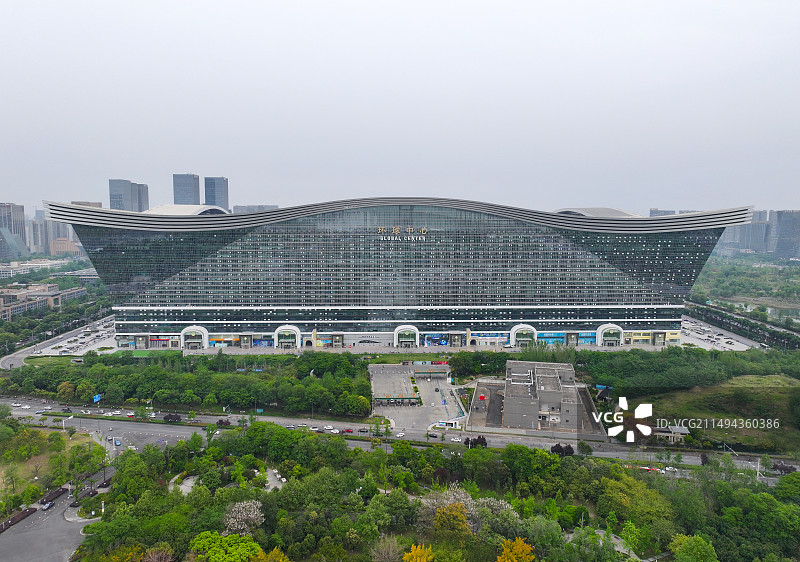 四川省成都市武侯区桂溪生态公园环球中心航拍图片素材