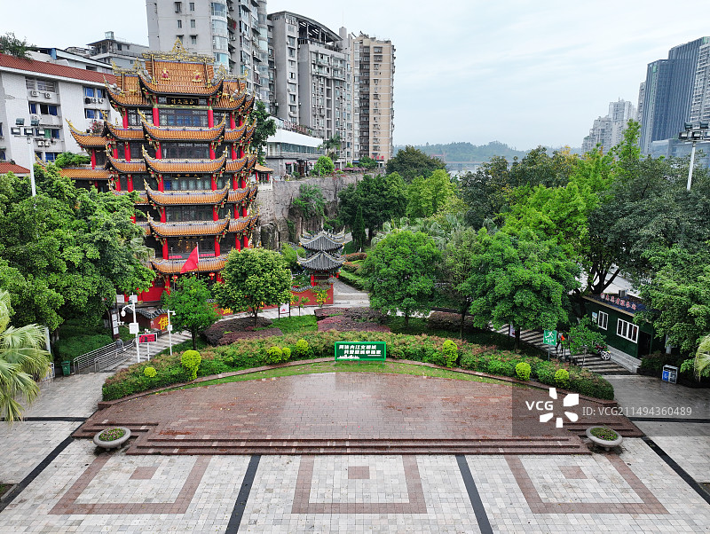 四川省内江市大佛寺东兴老街航拍图片素材
