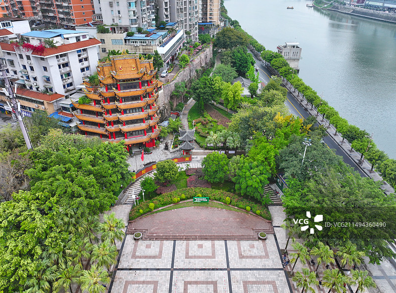 四川省内江市大佛寺东兴老街航拍图片素材
