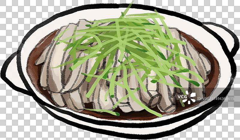 水墨风晋菜太原美食荞面灌肠汤插画图片素材
