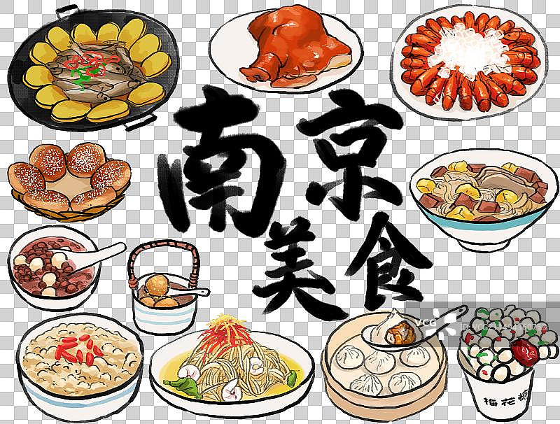 水墨风淮扬菜南京美食插画图片素材