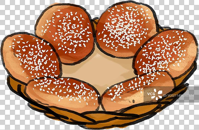 水墨风淮扬菜南京美食小郑酥烧饼插画图片素材