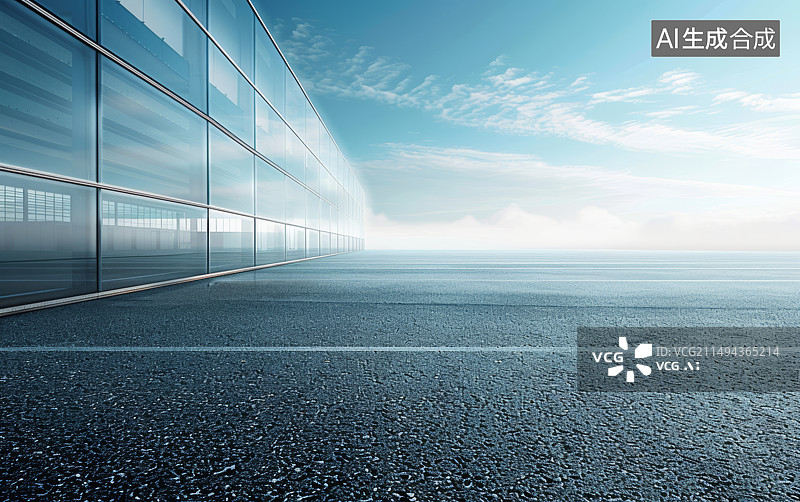【AI数字艺术】现代建筑与沥青路面背景图片素材