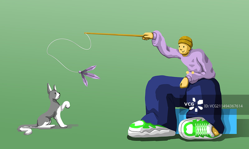 逗猫男孩图片素材