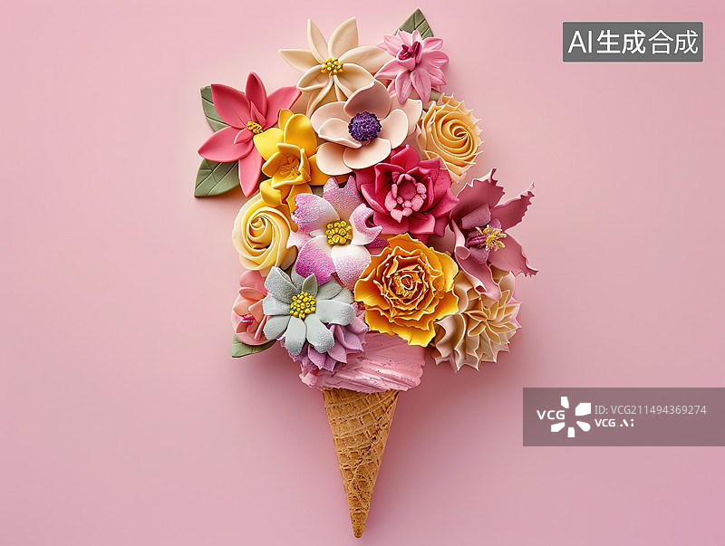 【AI数字艺术】彩色背景下的纸杯蛋糕特写镜头图片素材