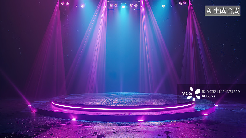 【AI数字艺术】舞台灯光下的灯光图片素材