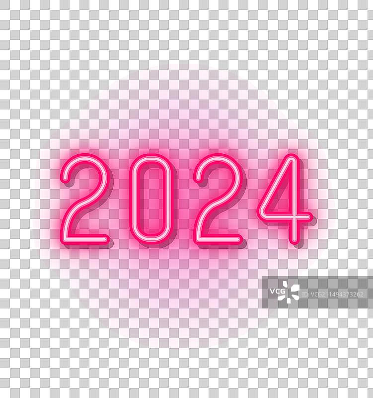 2024新年霓虹灯牌背景图片素材
