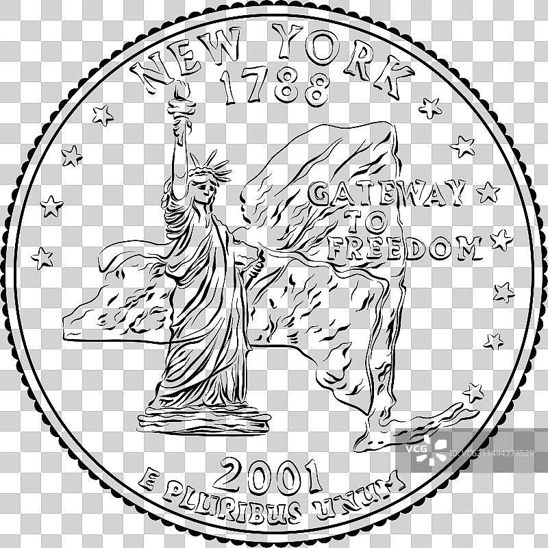 纽约25美分硬币图片素材